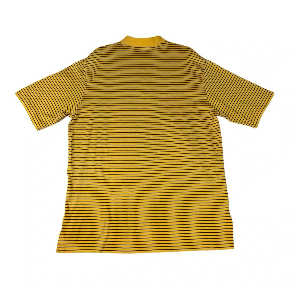 Polo Golf Ralph Lauren Shirt Mens Large Gold‎ Striped Pima Cotton Black Label